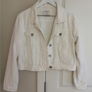 Cropped White Denim Jacket, Cotton On Size 10